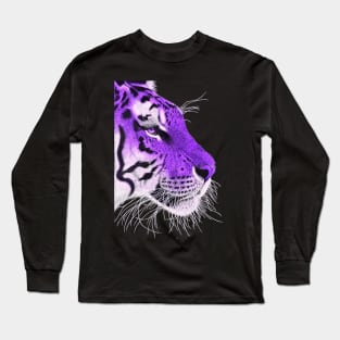 Purple and white ombre siberian tiger Long Sleeve T-Shirt